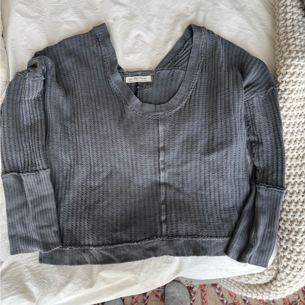 We The Free Charcoal Textured Long Sleeve Shirt